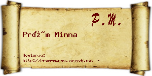 Prém Minna névjegykártya